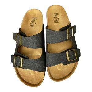 Corky’s Hey Girl Black Platform Slide Sandals Size 9 Boho Casual Comfort